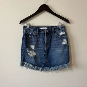 KanCan distressed denim skirt